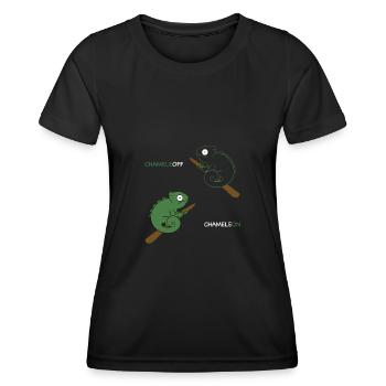 Caméléon ChameleOFF camouflage drôle reptile - T-shirt sport Femme - noir - Devant - AI Model Female 172 light (172cm)