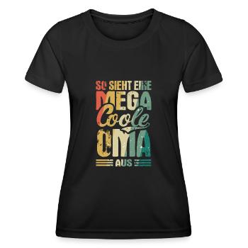 So Sieht ein Mega Cooler Oma aus Vintage Geschenk - Frauen Funktions-T-Shirt - Schwarz - Vorne - AI Model Female 172 light (172cm)