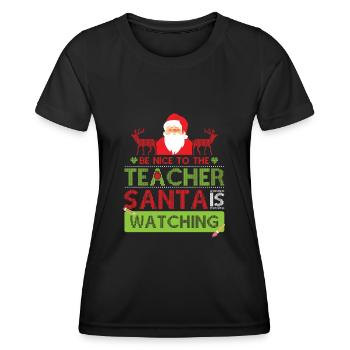 Christmas Teacher Ugly Christmas Sweater - Women's Functional T-Shirt - black - Front - AI Model Female 172 light (172cm)