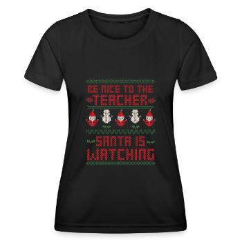 Christmas Teacher Ugly Christmas Sweater - Women's Functional T-Shirt - black - Front - AI Model Female 172 light (172cm)