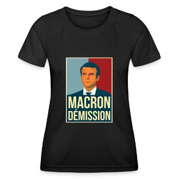 Anti Macron außerhalb Rücktritt Retro Vintage Demos - Frauen Funktions-T-Shirt - Schwarz - Vorne - AI Model Female 172 light (172cm)