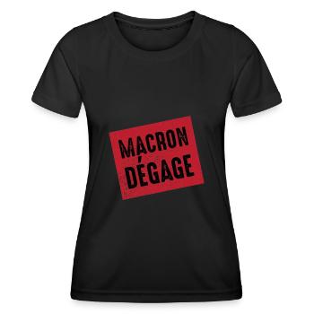 Macron gibt wütenden französischen Volksaufstand ab - Frauen Funktions-T-Shirt - Schwarz - Vorne - AI Model Female 172 light (172cm)