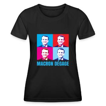 Macron gibt wütenden französischen Bürgeraufstand ab - Frauen Funktions-T-Shirt - Schwarz - Vorne - AI Model Female 172 light (172cm)