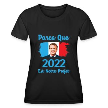 Parce que 2022 est notre projet macron souriant - T-shirt sport Femme - noir - Devant - AI Model Female 172 light (172cm)