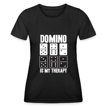 Domino Dominos Spiel Spielen Dominostein Spieler - Frauen Funktions-T-Shirt - Schwarz - Vorne - AI Model Female 172 light (172cm)