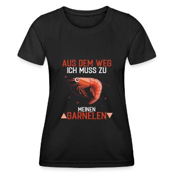Garnele Shrimp - Aus dem Weg - Frauen Funktions-T-Shirt - Schwarz - Vorne - AI Model Female 172 light (172cm)