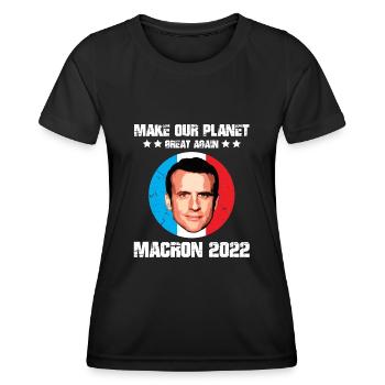 Make our planet great again macron écolo anglais - T-shirt sport Femme - noir - Devant - AI Model Female 172 light (172cm)