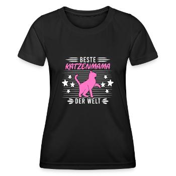 Beste Katzenmama der Welt - Katze Mama Geschenk - Frauen Funktions-T-Shirt - Schwarz - Vorne - AI Model Female 172 light (172cm)