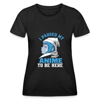 Anime Ich habe Mein Anime pausiert - Frauen Funktions-T-Shirt - Schwarz - Vorne - AI Model Female 172 light (172cm)