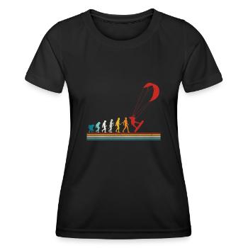 Retro Evolution Kite Surfing Funny Kite Boarding - T-shirt sport Femme - noir - Devant - AI Model Female 172 light (172cm)