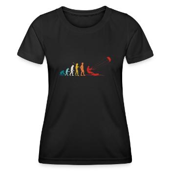 Retro Evolution Kite Surfing Funny Kite Boarding - T-shirt sport Femme - noir - Devant - AI Model Female 172 light (172cm)