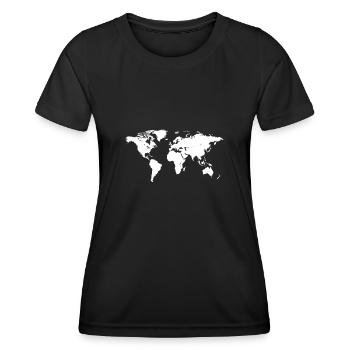 The World Map the world map planet earth - Women's Functional T-Shirt - black - Front - AI Model Female 172 light (172cm)