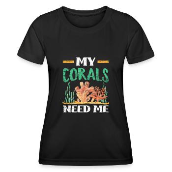 Aquarium Korallen - Frauen Funktions-T-Shirt - Schwarz - Vorne - AI Model Female 172 light (172cm)