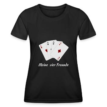 Kartenspiel Skat Poker Ass - Frauen Funktions-T-Shirt - Schwarz - Vorne - AI Model Female 172 light (172cm)