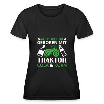 lustiger Dorfkind Cola Korn Schnaps Trakor Treker - Frauen Funktions-T-Shirt - Schwarz - Vorne - AI Model Female 172 light (172cm)