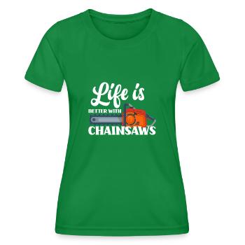 Tronçonneuse Amateur Idée cadeau - T-shirt sport Femme - vert - Devant - AI Model Female 172 dark (172cm)
