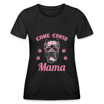 Cane corso mama propriétaire femme lunettes fleurs - T-shirt sport Femme - noir - Devant - AI Model Female 172 light (172cm)
