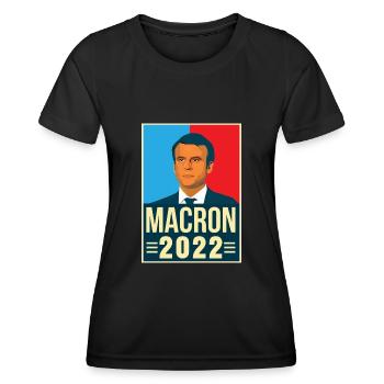 Emmanuel Macron President of the Republic 2022 - Women's Functional T-Shirt - black - Front - AI Model Female 172 light (172cm)