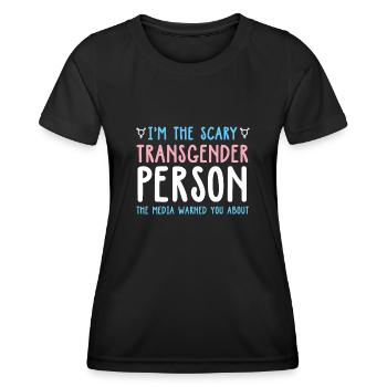 Une personne transgenre effrayante a été mise en garde par les médias - T-shirt sport Femme - noir - Devant - AI Model Female 172 light (172cm)