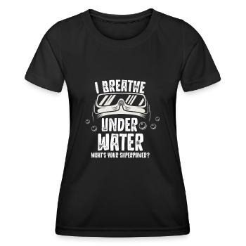 Plongée Sous-marine Plongée Sous l’eau Respirer - T-shirt sport Femme - noir - Devant - AI Model Female 172 light (172cm)