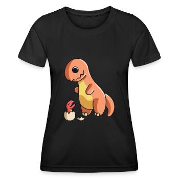 Dinosaurier Dino Kinder Dinosaurier Kleidung - Frauen Funktions-T-Shirt - Schwarz - Vorne - AI Model Female 172 light (172cm)