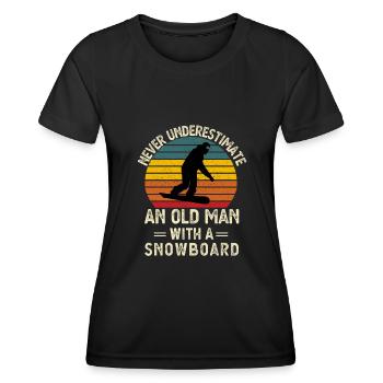 Unterschätze niemals einen alten Mann mit einem Snowboard - Frauen Funktions-T-Shirt - Schwarz - Vorne - AI Model Female 172 light (172cm)