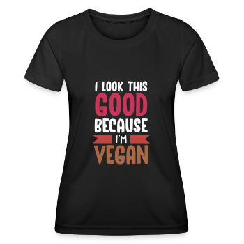 Vegan Veganer - Frauen Funktions-T-Shirt - Schwarz - Vorne - AI Model Female 172 light (172cm)