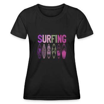 Surf planche de surf - T-shirt sport Femme - noir - Devant - AI Model Female 172 light (172cm)