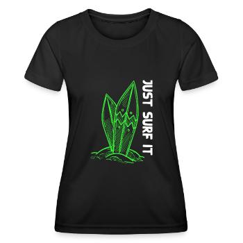Surf planche de surf - T-shirt sport Femme - noir - Devant - AI Model Female 172 light (172cm)