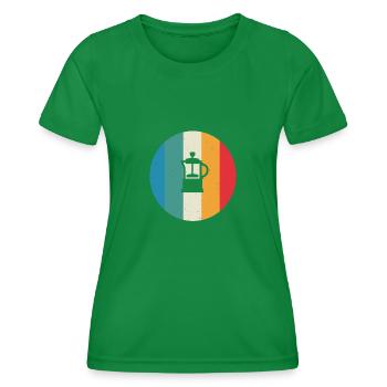 French press coffee vintage gift idea - Women's Functional T-Shirt - kelly green - Front - AI Model Female 172 dark (172cm)