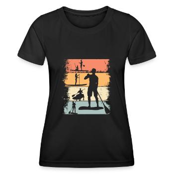 Chemise de Stand Up Paddling Retro SUP Paddle Boarding - T-shirt sport Femme - noir - Devant - AI Model Female 172 light (172cm)