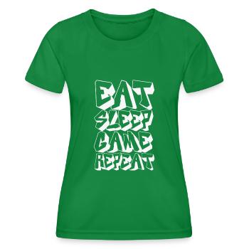 Eat Sleep Game Repeat - Women's Functional T-Shirt - kelly green - Front - AI Model Female 172 dark (172cm)