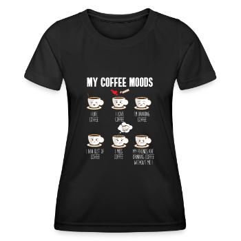Meine Kaffe Stimmung Kaffeetassen - Frauen Funktions-T-Shirt - Schwarz - Vorne - AI Model Female 172 light (172cm)