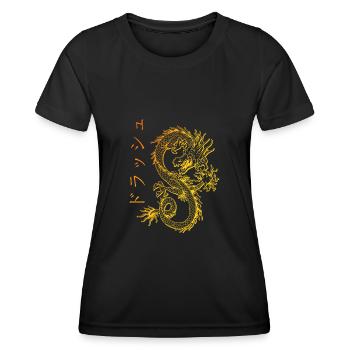 Dragon Streetwear e-girl esthétique e-boy kanji - T-shirt sport Femme - noir - Devant - AI Model Female 172 light (172cm)