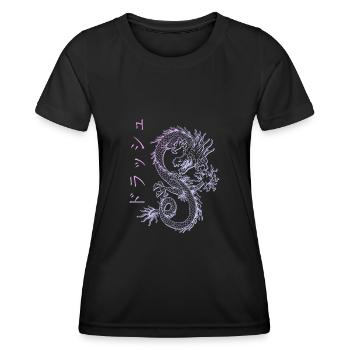 Japanischer Pastell Vaporwave Streetwear Dragon - Frauen Funktions-T-Shirt - Schwarz - Vorne - AI Model Female 172 light (172cm)