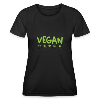 Vegan Veganerin Veganer Tierschützer - Frauen Funktions-T-Shirt - Schwarz - Vorne - AI Model Female 172 light (172cm)