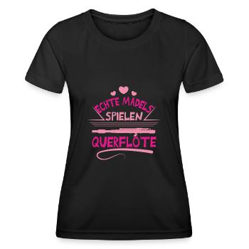 Querflöte Mädels - Frauen Funktions-T-Shirt - Schwarz - Vorne - AI Model Female 172 light (172cm)