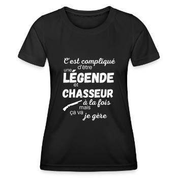 Une légende et un chasseur à la fois humour - T-shirt sport Femme - noir - Devant - AI Model Female 172 light (172cm)