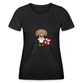 Canard sauveteur - T-shirt sport Femme - noir - Devant - AI Model Female 172 light (172cm)