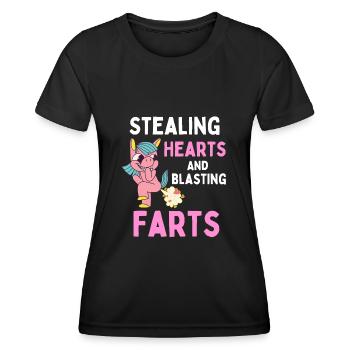 Stealing Hearts And Blasting Farts Kinder Einhorn - Frauen Funktions-T-Shirt - Schwarz - Vorne - AI Model Female 172 light (172cm)