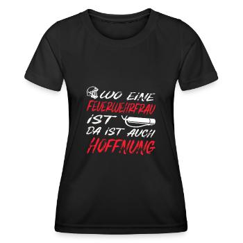 Feuerwehrfrau - Frauen Funktions-T-Shirt - Schwarz - Vorne - AI Model Female 172 light (172cm)