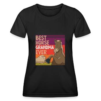 Beste Pferde-Oma aller Zeiten Lustiger Vintage-Pferdeliebhaber - Frauen Funktions-T-Shirt - Schwarz - Vorne - AI Model Female 172 light (172cm)