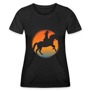 Chevaux montés dans des écuries avec cavalier - T-shirt sport Femme - noir - Devant - AI Model Female 172 light (172cm)