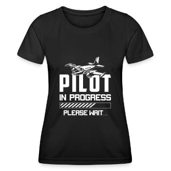 Pilot in Ausbioldung Lustiger Spruch Geschenk - Frauen Funktions-T-Shirt - Schwarz - Vorne - AI Model Female 172 light (172cm)