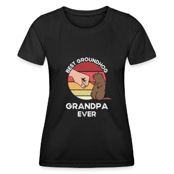 Best Groundhog Grandpa Ever Funny Vintage - Women's Functional T-Shirt - black - Front - AI Model Female 172 light (172cm)