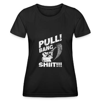 Cadeau drôle de tir au pigeon d'argile Sagittaire - T-shirt sport Femme - noir - Devant - AI Model Female 172 light (172cm)