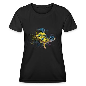 Reptile gecko couleur d’eau, éleveur de reptiles - T-shirt sport Femme - noir - Devant - AI Model Female 172 light (172cm)