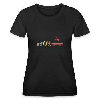 Vintage Trampolin Springen Evolution Springen - Frauen Funktions-T-Shirt - Schwarz - Vorne - AI Model Female 172 light (172cm)