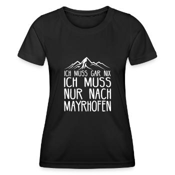 Mayrhofen Österreich Skifahren Geschenkidee - Frauen Funktions-T-Shirt - Schwarz - Vorne - AI Model Female 172 light (172cm)