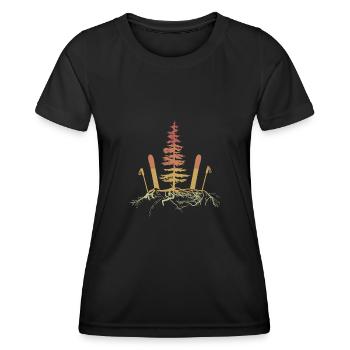 Skier hors piste Skier dans les arbres Vacances de ski - T-shirt sport Femme - noir - Devant - AI Model Female 172 light (172cm)